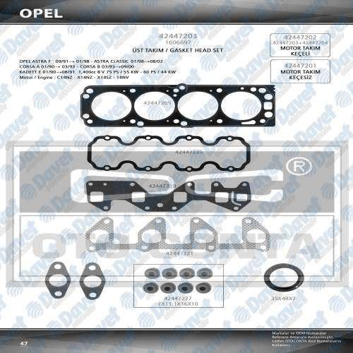 ELR-825.361 Ust Takim Conta (Opel  Astra F-Combo 94-01 Corsa B 93-00 1.4 C14nz)